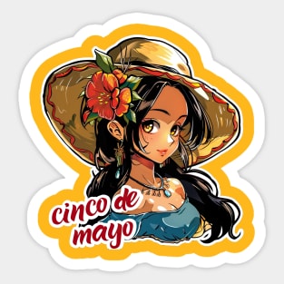 Cute anime girls cinco de mayo Sticker